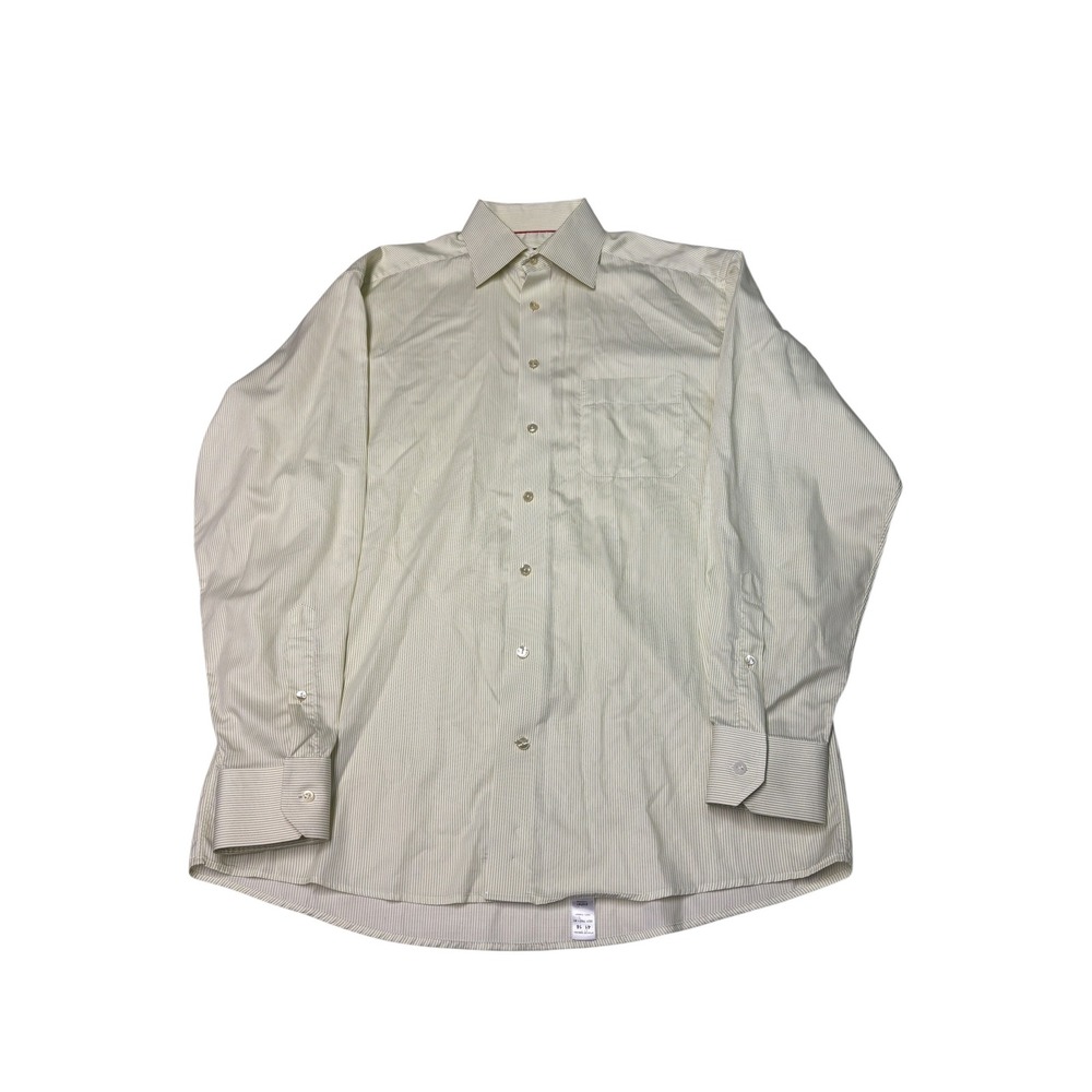 Eton of Sweden Ganghester 1928 Mens 16 41 Pinstripe Cotton Dress Shirt Green
